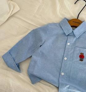 Chemises décontractées pour garçons, chemises à manches longues pour enfants, chemises polo mignonnes brodées d'un ours, 100% coton, écologiques, respirantes - Product Image 3
