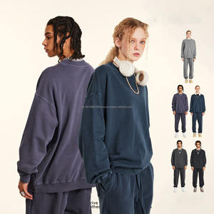 High Quality 380gsm French Terry Acid Wash Sweatshirt Sweatpants and Hoodie <b>Set</b> <b>Men</b> Tracksuits Unisex <b>Sets</b> - Product Image 1