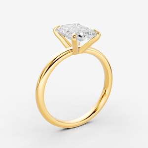 Anillo Solitario Clásico Radiante de Diamante de Laboratorio Hecho a Mano de Lujo Natural en Oro Amarillo de 18K con Engaste de Puntas para Compromiso - Product Image 6