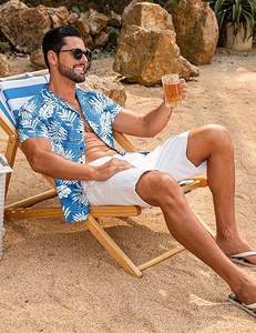 Camiseta para hombre, camisetas frescas de verano, camisetas con estampado tropical de playa, camisetas con cuello en V y botones, camisetas florales de manga corta - Product Image 3