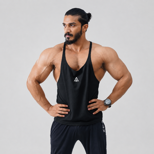 Ropa de gimnasio para hombre, camiseta sin mangas verde de punto, cuello en V, deportiva, de color sólido, con logo frontal, de secado rápido, material de algodón/poliéster, camiseta sin mangas para hombre - Product Image 6