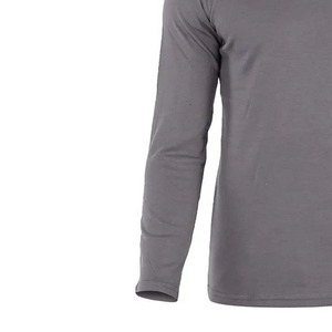 T-shirt en tricot à manches longues pour homme, col rond, couleur unie, logo personnalisé, service OEM, fabrication, coupe décontractée, gris - Product Image 5