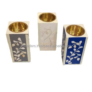 Quemador de incienso árabe pulido Bakhoor Mubkhara epoxi de madera con incrustaciones de concha de fregona de lujo para fragancia del hogar y decoración de Ramadán - Product Image 4