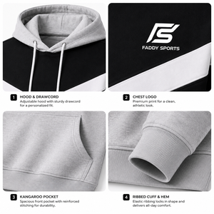 Sudadera Deportiva Personalizada con Bloques de Color en Forma de V para Hombre, Sudadera con Capucha de Alta Calidad para Gimnasio y Fitness, Ropa Deportiva Informal - Product Image 4