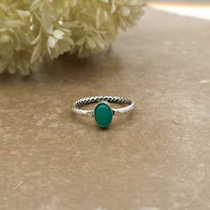 <b>925</b> Sterling <b>Silver</b> Handmade Oval Green Onyx <b>Ring</b> Boho Statement Jewelry - Product Image 2