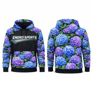 Sweat-shirts à capuche unisexes surdimensionnés de haute qualité pour hommes, design floral, personnalisables, vierges, épais, par le fabricant - Product Image 1