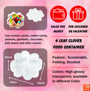Hộp đựng thực phẩm mini hình cỏ bốn lá Kwang Hsieh Clear, chất liệu nhựa PS cấp thực phẩm, dung tích 0-1L, đúc phun, thân thiện với môi trường - Product Image 2