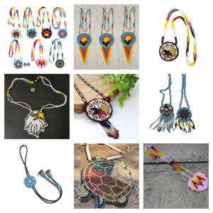 Conjunto de pendientes de collar de cuentas artesanales joyería tribal - Product Image 6