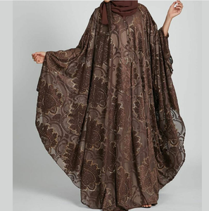 Abaya maxi décontractée pour femmes en coton et polyester avec impression personnalisée, respirante, service OEM ODM personnalisé, abayas de Dubaï, vêtements musulmans - Product Image 5