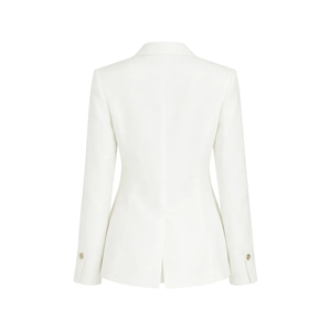 Blazer beige de mujer, de lana peinada, tejido liso, con un solo botón, para oficina, negocios, traje formal, chaqueta ajustada, ropa de trabajo, abrigo, para hermandades. - Product Image 2