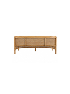 Canapé d'extérieur en rotin tropical deux places avec pieds solides et coussin blanc, design imperméable, mobilier de jardin - Product Image 6