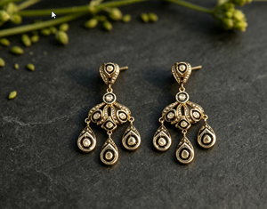 Boucles d'oreilles pendantes vintage plaquées or avec zircon taille poire, bijoux de mariage pour femme en alliage - Product Image 3