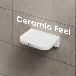 Porte-savon double grand format carré avec support mural, double couche, en verre et métal, robuste, pour salle de bain - Product Image 3