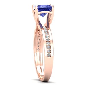 Bague REYES en or rose 14 carats avec pierre précieuse tanzanite taille princesse de 1,25 carat, qualité supérieure, certifiée IGI, bijoux fins pour femmes - Product Image 3