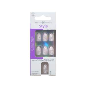 Uñas Postizas de Gel con Diseño Floral, 24 Piezas, Forma Almendrada Mediana, Puntas de Uñas de ABS con Diseño Estampado en Oro, Certificación MSDS, Hechas en Vietnam - Product Image 4