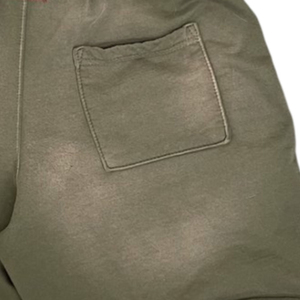 Shorts de sport pour homme personnalisés, épais, en molleton délavé à l'acide, effet vintage délavé par le soleil, coupe ample, en coton vierge avec poches en maille, OEM - Product Image 2