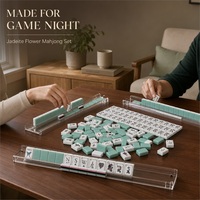 Ava Factory – Jeu de Mahjong de Luxe en Acrylique Gravé Personnalisé, Tuiles de Mahjong Américaines Motif Fleur de Jadeite, Idéal pour les Réunions Familiales et Cadeaux