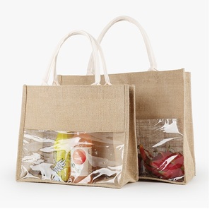 Promotional Custom Printed Jute <b>Gift</b> Bag Eco Friendly Reusable Burlap Tote Bag with Handle for Company Event Marketing Shopping - Product Image 2