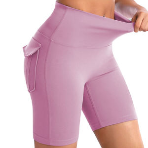 Women Workout Biker Shorts High Waist <b>Tummy</b> <b>Control</b> Activewear Shorts With Pocket Design OEM ODM Women Biker Shorts Lightweight - Product Image 4