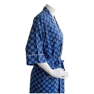 Bata de Algodón 100% con Estampado Floral para Mujer, Cuello en V, Manga Tres Cuartos, Larga, Suave, Informal, para Primavera, Superventas - Product Image 4