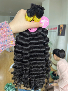 Extensions de cheveux Remy cambodgiens à double tirage, style bouclé naturel, paquets de cheveux bruts en vrac - Product Image 2