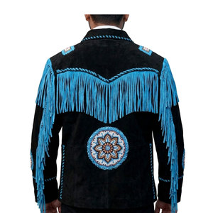 Chaqueta de Cuero Vintage con Flecos de Gamuza Estilo Vaquero, Decoración con Borlas, Prenda Exterior de Cuero Suave y Transpirable - Product Image 4