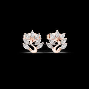 Boucles d'oreilles ethniques en or 14 carats avec diamants de laboratoire ronds pour un usage quotidien - Product Image 1