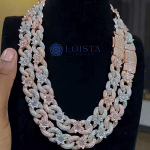 สร้อยคอหรูหรา LOISTA ชุบทองคำสีกุหลาบ ประดับเพชรโมอิสซาไนต์ ดีไซน์รูปดอกไม้ เหมาะสำหรับทั้งชายและหญิง ใช้ในงานปาร์ตี้ - Product Image 1