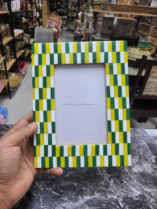 Handmade Resin Photo <b>Frame</b> Blue And White Striped Design Freestanding Horizontal <b>4x4</b> Inch - Product Image 4