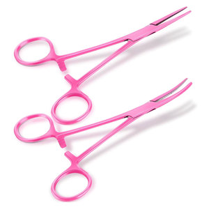 Pinzas Hemostáticas Kelly Premium con Mordazas Semiserradas, Fuente de Alimentación Manual, Instrumento Quirúrgico Manual de Acero Inoxidable Rosa - Product Image 1