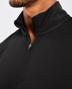 Hauts décontractés pour hommes de qualité supérieure, coupe ajustée, motif uni, col rond, séchage rapide, tricotés, avec fermeture éclair, couleur unie, faible MOQ - Product Image 4