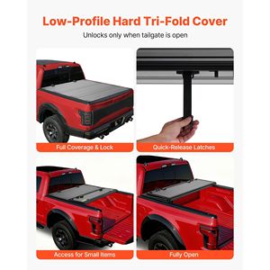 Copertura Rigida Tri-Fold Impermeabile a Basso Profilo per Cassone Pick-up Ford Maverick 2022-2025, Compatibile con Cassone da 4.5 ft (54.4 Pollici) - Product Image 3