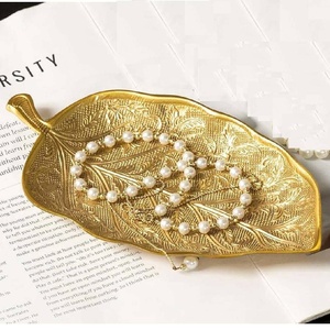 New Arrival Brass Leaf Jewelry <b>Ring</b> Holder Metal Decorative Jewelry Tray Trinket Dish for <b>Rings</b> Earrings Necklaces Watch Keys - Product Image 2