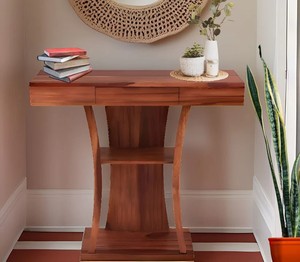 Contemporary Hallway Entryway <b>Table</b> with Drawer & Shelves | Mid-Century Design Living Room Furniture |Jodhpur Export - Product Image 1