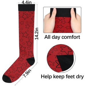 Splendid Apparel Red <b>Knee</b> <b>High</b> <b>Socks</b> Breathable Quick Dry Casual Adult Heat Transfer Printing Solid Summer Polyester/Nylon - Product Image 3