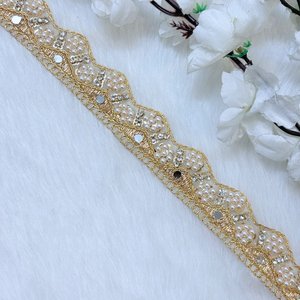 Custom made Premium Floral Embroidered <b>Laces</b> for Garments Designer Border Trim for Sarees, Bridal Wear, Dresses & Couture - Product Image 1