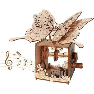 Kit Artigianale Fai-da-Te per Adulti, Modello 3D in Legno di Farfalla con Carillon 'You Are My Sunshine', Design Meccanico per Puzzle - Product Image 1