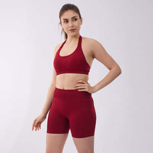 Ensemble de yoga pour femmes, short taille haute bicolore avec poche latérale, vêtements de sport respirants - Product Image 4