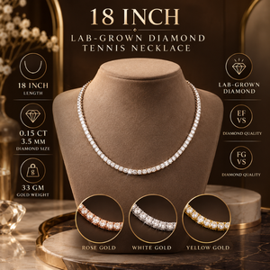 สร้อยคอเพชรเทนนิส 14K เพชรเลี้ยงในห้องปฏิบัติการ |   เครื่องประดับอัญมณีชั้นดีขนาด 18 นิ้ว EF VS FG VS ทรงกลมเจียระไนแบบบริลเลียนท์ ได้รับการรับรองจาก IGI สำหรับผู้หญิง ของขวัญสำหรับเจ้าสาว - Product Image 5