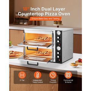 Forno Elettrico Commerciale da Banco a Doppio Livello per Pizza da 18 Pollici, Temperatura Massima 842°F, per Hotel - Product Image 2