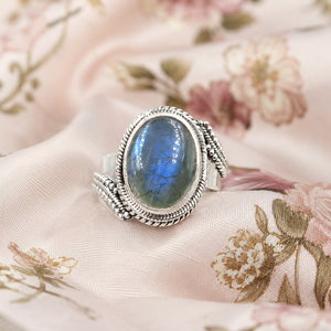 Blue Flash Labradorite <b>Statement</b> <b>Ring</b> 925 Sterling Silver Rose & Yellow Gold Plated Handmade Designer Gemstone <b>Ring</b> for Unisex - Product Image 2