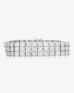 Lab Grown Diamond Tennis <b>Bracelet</b> Three Row Baguette Cut IGI Certified 10k 14K 18K <b>Solid</b> Gold Box Clasp Luxury Jewelry - Product Image 1