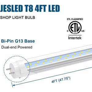 Paquete de 12 Bombillas LED T8 de 4 Pies, Luz Fluorescente de 24W 6000K 3200LM, Listo para Usar, Incluye Balastro, Tubo LED de 48 Pulgadas (4 pies) - Product Image 3