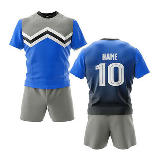 Conjunto de Camiseta de Fútbol Azul Grisácea para Hombre, Manga Corta, Impresión Sublimada, Absorbe la Humedad, Corte Regular, para Todas las Temporadas, Uniforme Deportivo para Adultos - Product Image 1