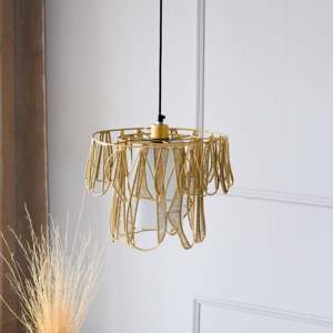 <b>Vintage</b> New Arrival Gold Metal Wire Hanging <b>Lamp</b> Pendant with Adjustable Height for Home Decoration Gold Finished Home Interior - Product Image 1