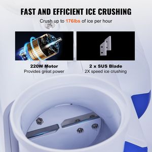 Tritaghiaccio Elettrico da 220W, 80 kg/ora, con 2 Lame, per Coni di Neve e Ghiaccio Tritato, con Coperchio per la Ciotola - Product Image 3