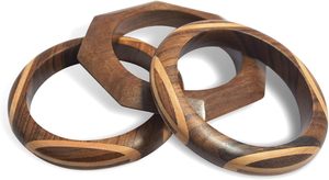 Juego de Pulseras de Madera Artificial Hechas a Mano, Duraderas, con Diseños Artísticos Multiformes en Color Madera Natural, Acabado Artesanal - Product Image 6