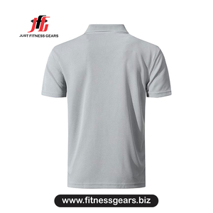 Polo à manches courtes gris pour homme, séchage rapide, tricoté, couleur unie, coupe décontractée - Product Image 2