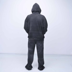 Survêtement décontracté de qualité supérieure en coton 100% pour hommes, design personnalisé, finition délavée à l'acide, doublure respirante en polaire - Product Image 3