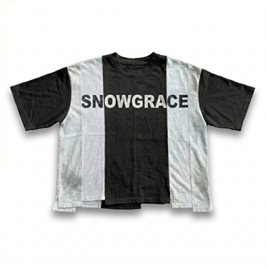 T-shirt à manches courtes surdimensionné Snowgrace pour homme, col rond, jersey de coton imprimé, streetwear - Product Image 1